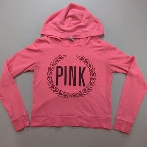 Victoria Secret Pink Lounge Hoodie XS Vintage Hooded Logo Cropped Sweatshirt